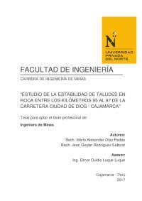 ESTUDIO DE LA ESTABILIDAD DE TALUDES EN ROCA ENTRE LOS KILÓMETROS 95 AL 97 DE LA CARRETERA