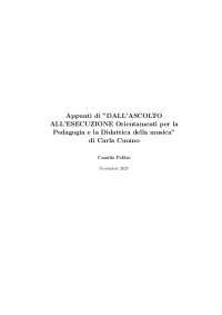 Sintesi "Dall'ascolto all'esecuzione" -Carla Cuomo