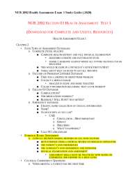 NUR 2092 Health Assessment Exam 1 Study Guide ( 2020) - Docsity