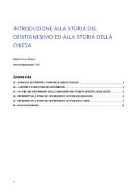 Introduzione alla Storia del Cristianesimo e della Chiesa (F. Bolgiani) - Riassunto