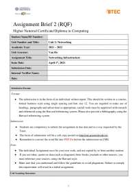 Assignment 2 of Subject 1619 - Networking | Essays (university ...