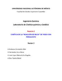 reporte 2 de laboratorio de cinetica quimica y catalisis