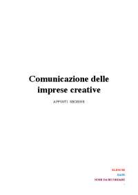 Appunti comunicazione delle imprese creative  Muzzio (2020/2021)