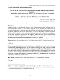 Uso del AHP para Evaluar Inversiones
