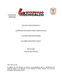 Práctica de Bioquímica II: Cuantificación de Proteínas Totales y Albumina Sérica