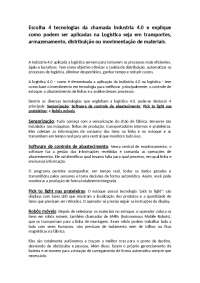 4 tecnologias da chamada Industria 4.0 aplicadas na Logística