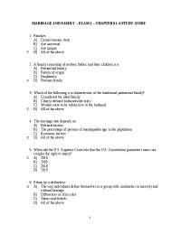 MARRIAGE AND FAMILY - Exam 1 - Student Study Guide | Exams Health ...
