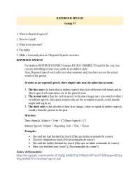 Reported Speech ingles - Docsity