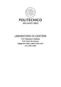 Appunti Laboratorio di Cantiere - 3 anno Ing. Edile e delle costruzioni