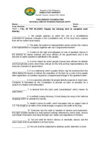 Philippine Constitution and NSTP: Fill-in-the-Blanks Exercises
