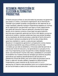 RESUMEN: PROYECCIÓN DE ELECCIÓN ALTERNATIVA PRODUCTIVA