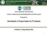 um prevê resumo de introdução de engenharia de produção