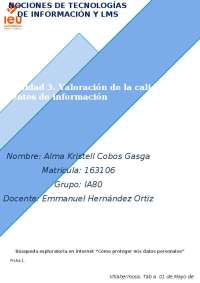Actividad 3. Valoracion de la calidad de fuentes de informacion