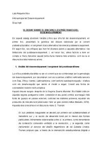 DOSSIER 1.: EL DEBAT SOBRE EL DISCURS I LES PRÀCTIQUES DEL DESENVOLUPAMENT I LES CRÍTIQUES