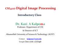 CSE4227 Digital Image Processing Syllabus - Ahsanullah University of Science & Technology