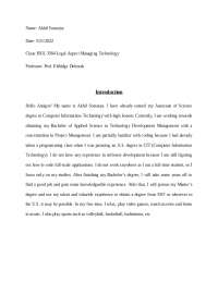 Introduction Assignment