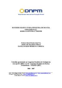 ROTEIRO BÁSICO PARA PESQUISA DE ROCHA ORNAMENTAL: MODELO ACEITO PELO 7°DS/DNPM