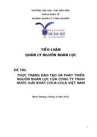 THỰC TRẠNG ĐÀO TẠO VÀ PHÁT TRIỂN NGUỒN NHÂN LỰC CỦA CÔNG TY TNHH NƯỚC GIẢI KHÁT COCA-COLA