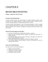 Receivable Financing: Pledge, Assignment, and Factoring
