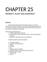 Property, Plant and Equipment