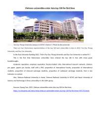 Vietnamese Universities Breakthrough into Asia's Top 100 - Prof. Anh Tuan