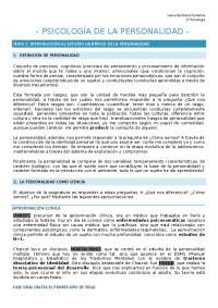 APUNTES TEMA 1 PSICOLOGÍA DE LA PERSONALIDAD - Docsity