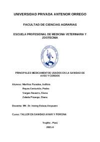 PRINCIPALES MEDICAMENTOS USADOS EN LA SANIDAD DE AVES Y CERDOS