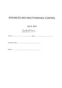 Advanced and multivariable control riccardo scattolini
