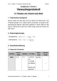 AnC I – Protokoll: 1.2 Titration von Chlorid nach Mohr