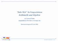 Arithmetik und Algebra