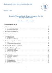 Kurzeinführung in die Fehlerrechnung für das Physik-Praktikum