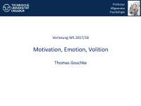 Motivation, Emotion, Volition