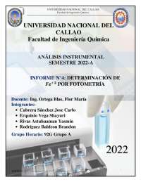 Determinación de Fe+2 por Fotometría: Informe de Laboratorio de Análisis Instrumental