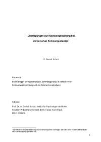 Überlegungen zur Hypnosegestaltung bei chronischen ...