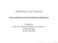 Einführung in die Pragmatik