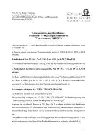 Lösungsskizze Abschlussklausur Staatsrecht I