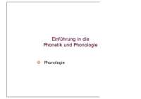 Einführung in die Phonetik und Phonologie