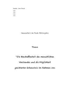Hausarbeit im Fach Philosophie Thema