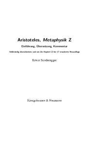 Aristoteles, Metaphysik Z