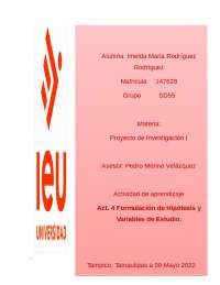 Formulación de Hipótesis y Variables de Estudio.