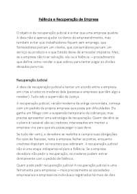 Falência e recuperação de empresa