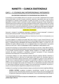Riassunto libro "Clinica esistenziale"