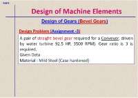 Bevel Gear Design Problem Solution