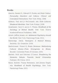 Personality Disorders and Culture: Interactions in Mental Health