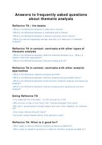 Answers to frequently asked questions about thematic analysis