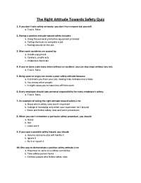 The Right Attitude Towards Safety Quiz