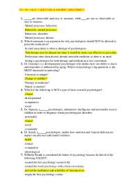 PSY 101 / QUIZ 1 QUESTIONS & ANSWERS 100% CORRECT  2022-2023