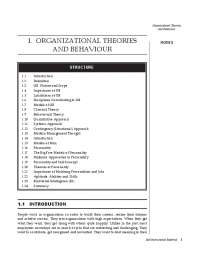 Organizational Theories and Behaviours