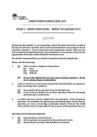 CREDIT UNION SCHOOLS QUIZ 2015