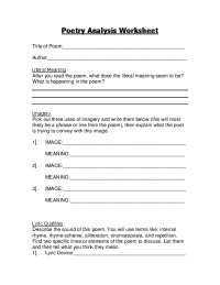 Poetry Analysis Worksheet: A Guide to Understanding Poetic Devices and Themes